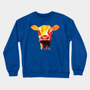 Colourful Cow on Blue Crewneck Sweatshirt